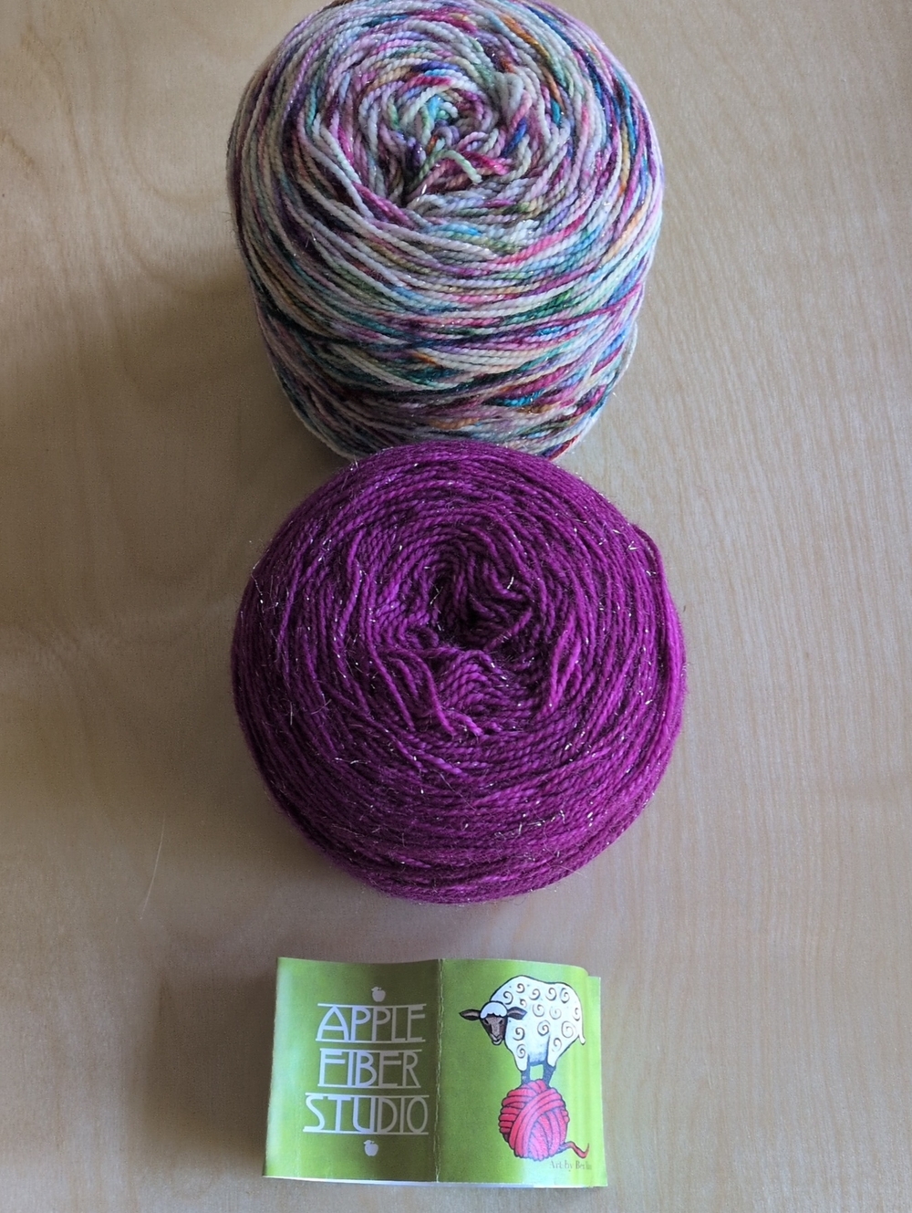 Apple Fiber Studio Hand-Dyed  Yarn With Stellina Sparkle , Fingering 2 Skeins